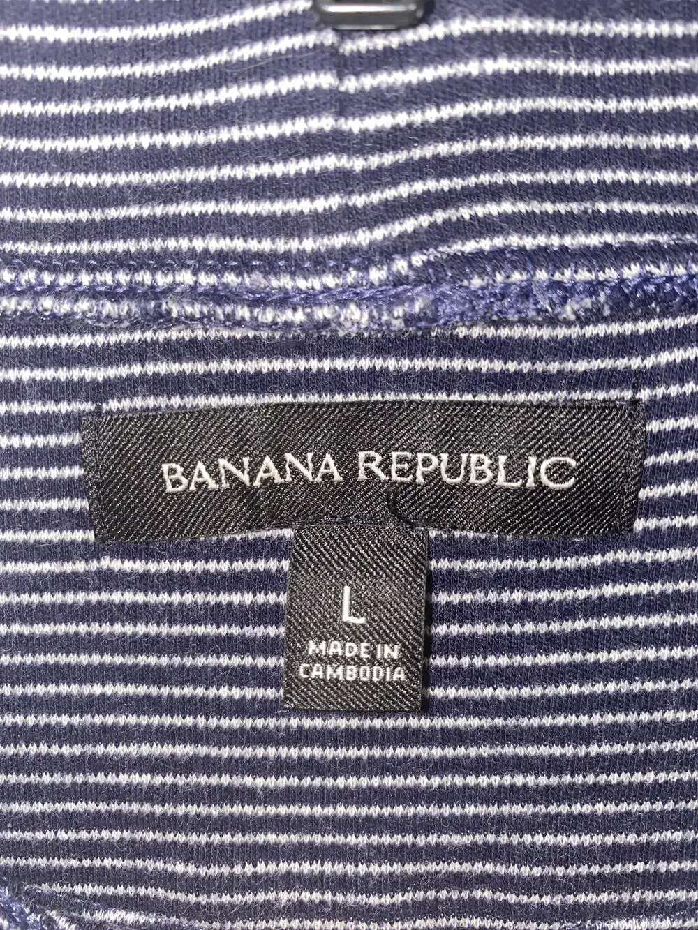 Banana Republic Sweater Mens Large Blue Stripe Cotton Turtleneck Knit Pullover